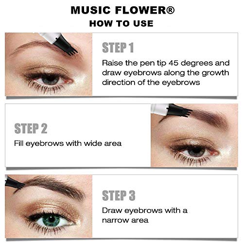 Pluma de tatuaje de cejas para lápiz de maquillaje de ojos con un aplicador de punta de microhorquilla - Mancha de larga duración a prueba de agua las 24 horas (Dark Grey)