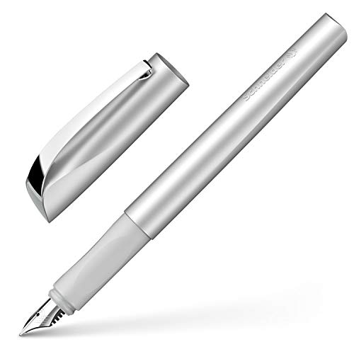 Pluma estilográfica Schneider Ceod Shiny (para diestros y zurdos, pluma M, incluye Cartucho de tinta azul real), color gris piedra