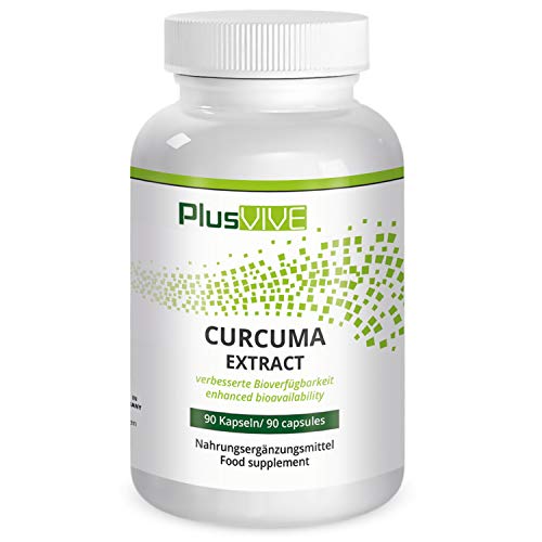 Plusvive - Extracto de cúrcuma, altamente dosificado con piperina y fórmula de mejora de la biodisponibilidad