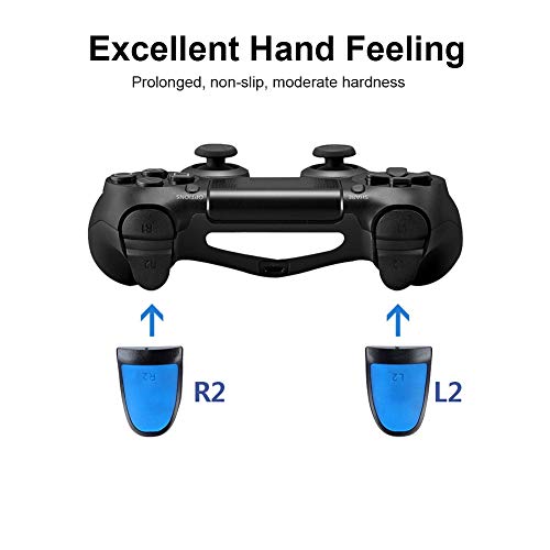 Plyisty Extensores de gatillo, L2 R2 Controlador Extensores de Botones Botón de extensión Empuñaduras extendidas de Tacto Suave, para PS4(Azul)