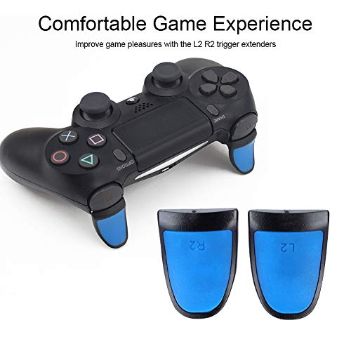 Plyisty Extensores de gatillo, L2 R2 Controlador Extensores de Botones Botón de extensión Empuñaduras extendidas de Tacto Suave, para PS4(Azul)