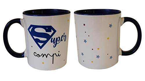 PMISORPRESA Taza Color Super COMPI Regalo Amigo Invisible Regalo COMPAÑERO Trabajo (Azul)