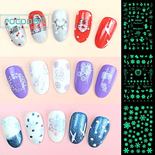 PMSMT SN Serie Luminosa Nuevo 2018 Pegatinas para decoración de uñas Consejos decoración envolturas para uñas Harajuku Feliz Navidad Navidad música Pegatinas de manicura