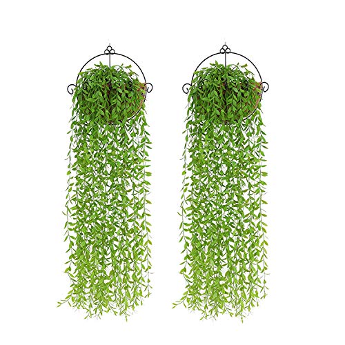 PNNP 2 Pcs Plantas Artificiales Colgantes, Exterior e Interior Enredaderas Hiedra Artificial Plantas Artificiales Decorativas, para Colgar Cestas y Paredes Colgantes Decoración de Jardín en Casa
