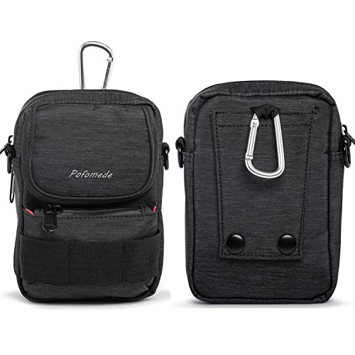 Pofomede Bolsa compacta de Cintura Riñoneras para Herramientas Pequeñas Bandolera Hombre Multiusos Deporte Teléfono Móvil al Aire Libre (Negro)