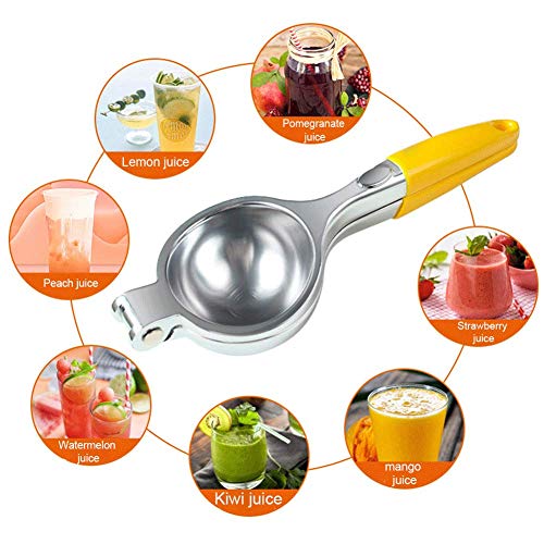 POHOVE Limón Exprimidor, Inoxidable Manual Prensa Zumo Exprimidor para Limones y Otras Pequeño Frutas - Amarillo, Free Size