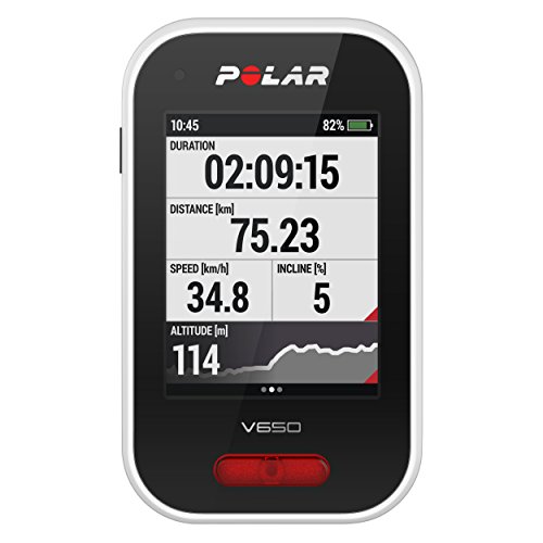Polar V650 HR - Ciclocomputador con GPS y sensor de Frecuencia Cardíaca H10. Mapas y seguimiento de rutas - Strava live segments - Luz frontal - Compatible con potenciometros BT