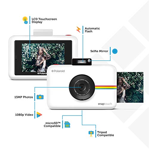 Polaroid Snap Touch - Cámara digital con impresión instantánea y pantalla LCD con tecnología Zero Zink, negro