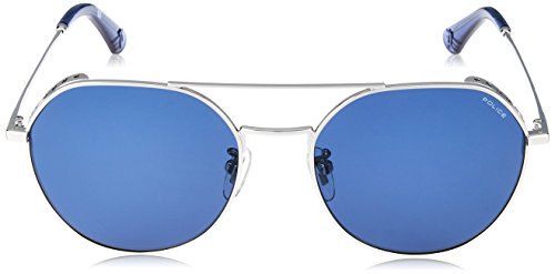 Police HIGHWAY TWO 5 Gafas de sol, Gris (Shiny Palladium/Blue), 55.0 para Hombre