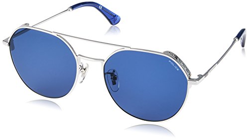 Police HIGHWAY TWO 5 Gafas de sol, Gris (Shiny Palladium/Blue), 55.0 para Hombre
