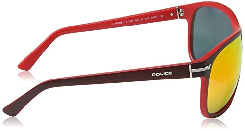 Police Moxie 1 Gafas de sol, MATT BURGUNDY & RED FRAME/RED MIRROR LENS, 64 para Hombre