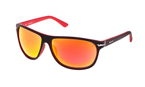 Police Moxie 1 Gafas de sol, MATT BURGUNDY & RED FRAME/RED MIRROR LENS, 64 para Hombre