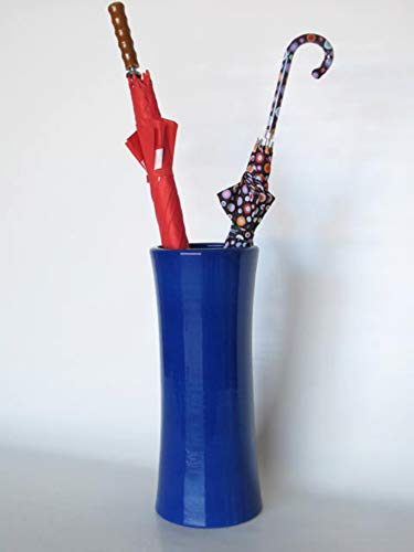 POLONIO - Paraguero de Ceramica Azul de 50 cm - Bastonero de Ceramica para Entrada y Pasillo - Jarron de Ceramica Grande Color Azul Cobalto.