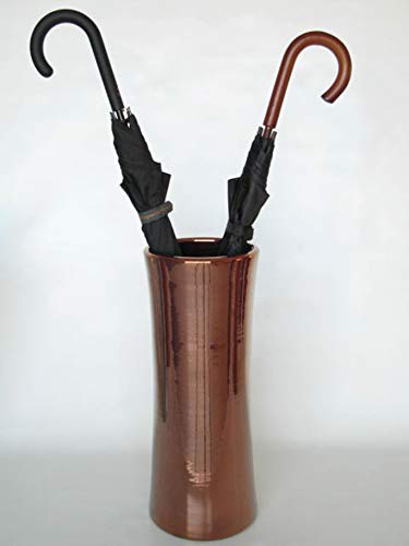 POLONIO - Paraguero de Ceramica Cobre de 50 cm - Bastonero de Ceramica para Entrada y Pasillo - Jarron de Ceramica Grande Color Cobre Brillo.
