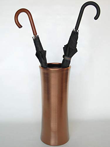 POLONIO - Paraguero de Ceramica Cobre de 50 cm - Bastonero de Ceramica para Entrada y Pasillo - Jarron de Ceramica Grande Color Cobre Mate.