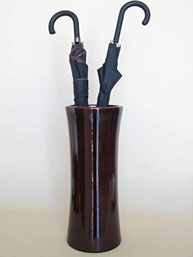 POLONIO - Paraguero de Ceramica Marron de 50 cm - Bastonero de Ceramica para Entrada y Pasillo - Jarron de Ceramica Grande Color Marron Brillo.