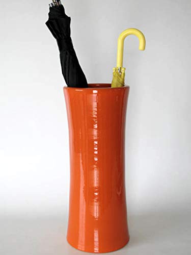 POLONIO - Paraguero de Ceramica Naranja de 50 cm - Bastonero de Ceramica para Entrada y Pasillo - Jarron de Ceramica Grande Color Naranja.