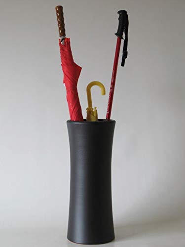 POLONIO - Paraguero de Ceramica Negro de 50 cm - Bastonero de Ceramica para Entrada y Pasillo - Jarron de Ceramica Grande Color Negro Mate.