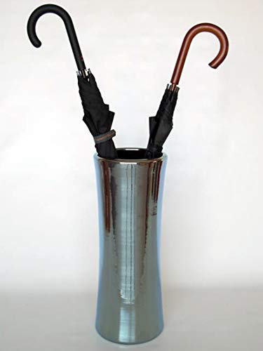 POLONIO - Paraguero de Ceramica Plata de 50 cm - Bastonero de Ceramica para Entrada y Pasillo - Jarron de Ceramica Grande Color Plata.