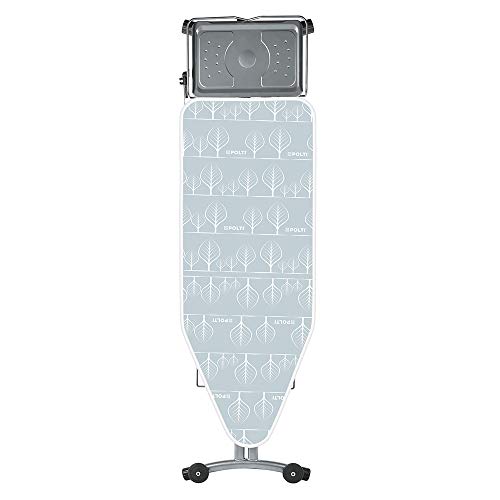 Polti Top Tabla para Planchar, Superficie de Trabajo XL y Ruedas para Transporte, Acero Inoxidable, Gris, 48.50 cm x 9.50 cm x 1.69 metros