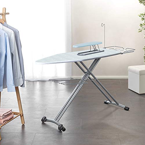 Polti Top Tabla para Planchar, Superficie de Trabajo XL y Ruedas para Transporte, Acero Inoxidable, Gris, 48.50 cm x 9.50 cm x 1.69 metros