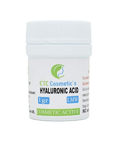 Polvo de ácido hialurónico 1 g LMW (bajo peso molecular) 100% natural y fuerte antienvejecimiento, relleno de arrugas