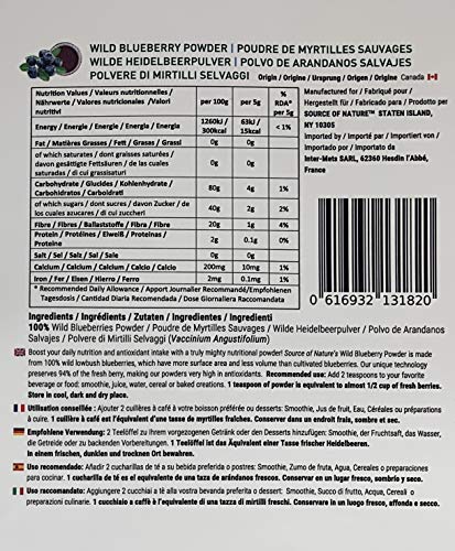 Polvo de arándanos salvajes (100 g), 100% fruta entera, sin extracto, sin concentrado, sin jugo de fruta añadido