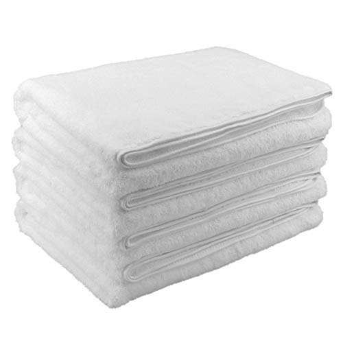Polyte - Toalla de baño de Microfibra superabsorbente antipelusa - Secado rápido - Blanco - 145 x 76 cm - Pack de 4