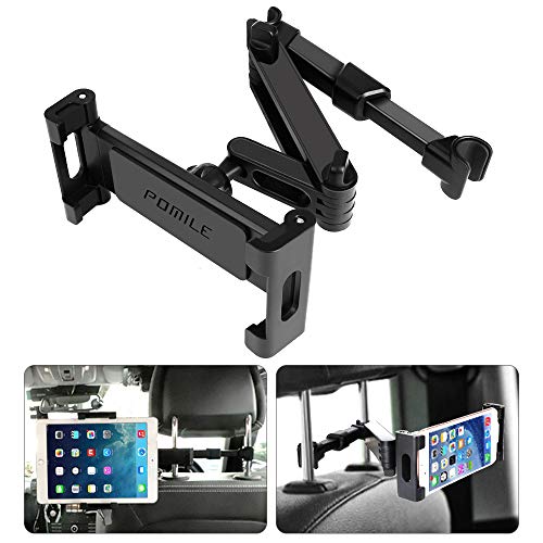 POMILE Soporte Tablet Coche Universal Tablet Asiento Trasero para automóvil Reposacabezas Soporte de Montaje Extensible para Todos 4.6in - 12.9in Compatible con iPad Mini Pro Air, Nintendo Switch