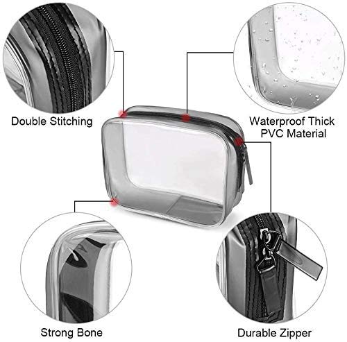 Ponangaga 4 Piezas Bolsas Portátil de Maquillaje Transparente, Bolsa de Aseo de tocador Impermeables Neceser de PVC para Viajes Baño Almacenamiento de Cremallera Organizador de Bolsa cosmético