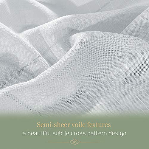 PONY DANCE Cortinas Translúcida Visillos - Cortinas Voile para Puertas Ventanas Salón Dormitorio, 2 Piezas, A 132 x L 158 CM, Gris Claro