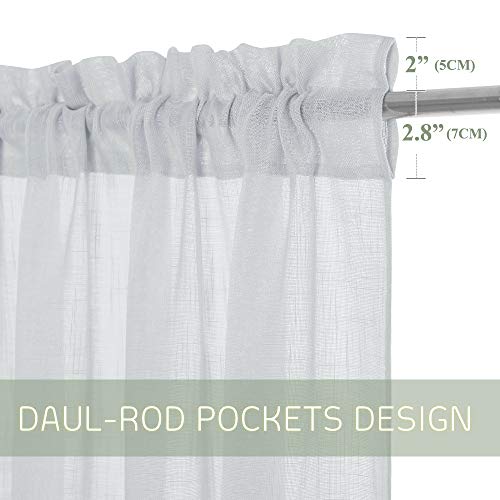 PONY DANCE Cortinas Translúcida Visillos - Cortinas Voile para Puertas Ventanas Salón Dormitorio, 2 Piezas, A 132 x L 158 CM, Gris Claro