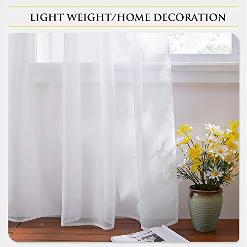 PONY DANCE Visillos Blanco Infantiles Trabillas - Cortinas Cortas Semitraslúcidas Separadores Ambientes para Salon Habitacion Infantil/Decoracion Moderna Ventana, 2 Uds, 140x175 cm (An x L)