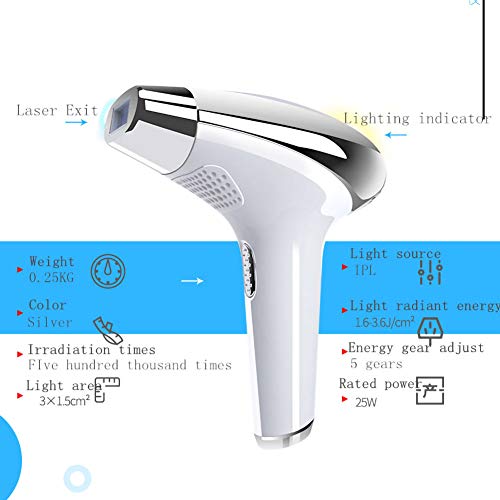 Portátil IPL Depilación sin dolor permanente Mini pelo depilatorio Pata del brazo cara LCD,Plata