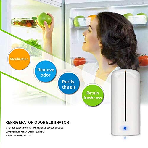 Powcan Ozono Refrigerador Purificador Refrigerador Esterilizador Desodorante Mini Absorbente de Olor Eliminador de Olor Purificador de Aire para Congelador, Gabinete de Zapatos, Armario