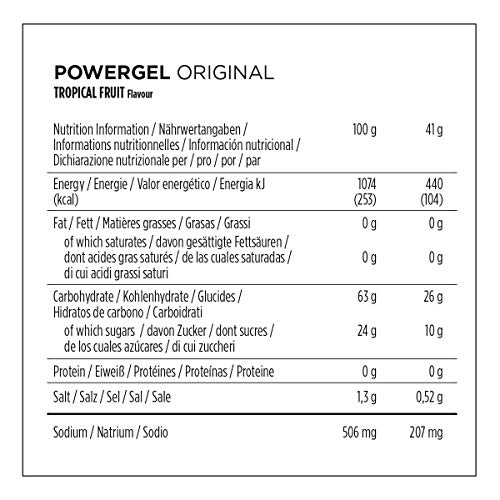 PowerBar PowerGel Original Tropical Fruit 24x41g - High Carb Energy Gel + C2MAX Magnesio e Sodio