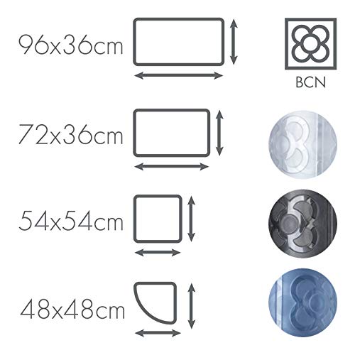 PracticDomus Tatay Alfombra Antideslizante para Ducha o Bañera, Diseño BCN. Cestillo Baobab de Regalo. 96 x 36 cm. Antracita