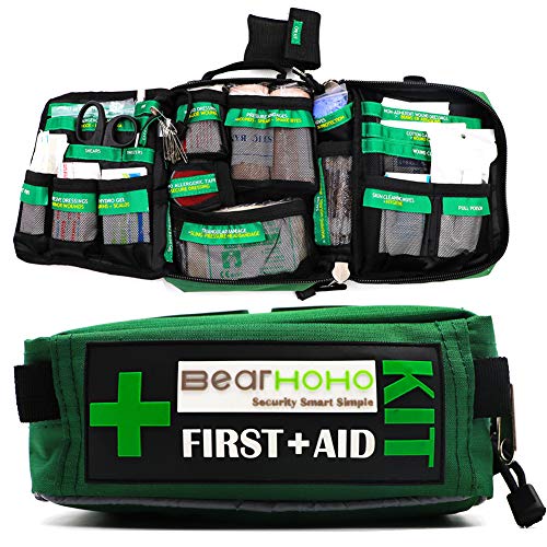 Práctico Kit de Primeros Auxilios Bolsa de 165 Piezas Kits de Supervivencia de Senderismo Rescate Aire Libre Coche médico de Escuela del Equipaje de Emergencia Ligeros,Bag and Medical Kits