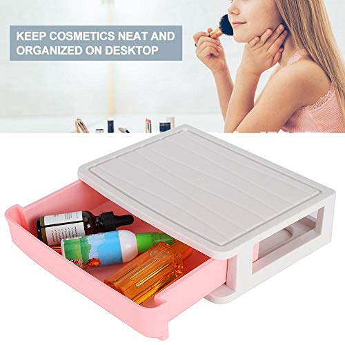 Práctico organizador de cosméticos, con asa, soporte de cosméticos de estilo de cajón simple, ecológico para regalos de vacaciones(Small pink (1st floor))