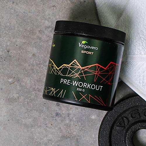 Pre Workout Mix Vegavero® Sport | L-Arginina AAKG + BCAA + Citrulina Malato + Beta Alanina + Cafeína + Vitaminas B | 350 g en Polvo | Pre Entrenos + Masa Muscular + Aminoácidos Esenciales
