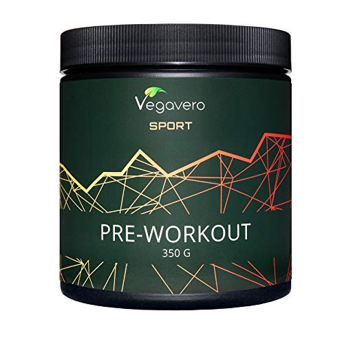 Pre Workout Mix Vegavero® Sport | L-Arginina AAKG + BCAA + Citrulina Malato + Beta Alanina + Cafeína + Vitaminas B | 350 g en Polvo | Pre Entrenos + Masa Muscular + Aminoácidos Esenciales