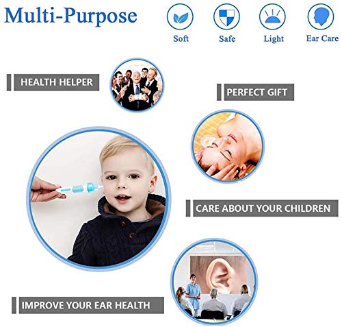 Prechkle Limpiador de Oídos Eléctrico, Kit de Eliminación de Cera de Oído por Vacío Eléctrico Automático Portátil con Luz LED, Tamaño Doble Seguro y Cómodo para Adultos y Niños