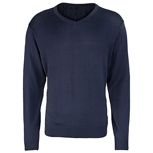 Premier -Jersey/Sweater de Punto con Cuello Pico Hombre Caballero (3XL) (Azul)