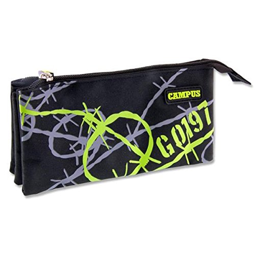 Premier papelería"Barbwire" campus – Estuche de 3 bolsillos