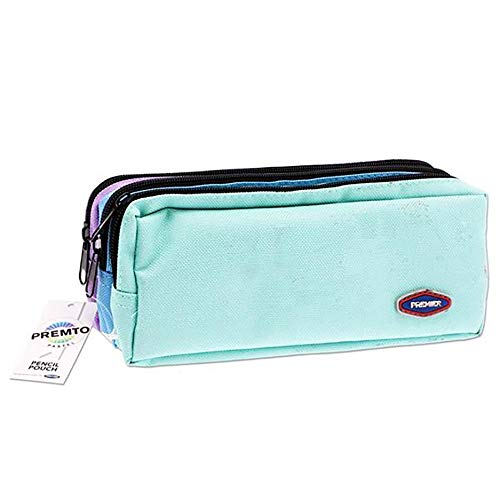 Premier Stationery - Estuche con 3 bolsillos y cremallera, 3 colores pastel