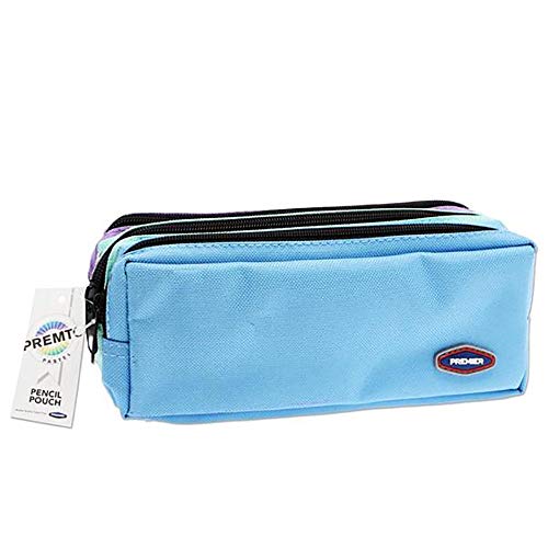 Premier Stationery - Estuche con 3 bolsillos y cremallera, 3 colores pastel