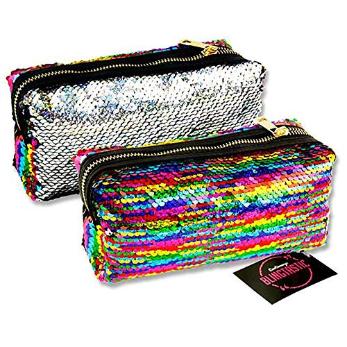 Premier Stationery G3818304 Emotionery Blingtastic - Estuche reversible con lentejuelas en dos tonos, color plateado y arcoíris