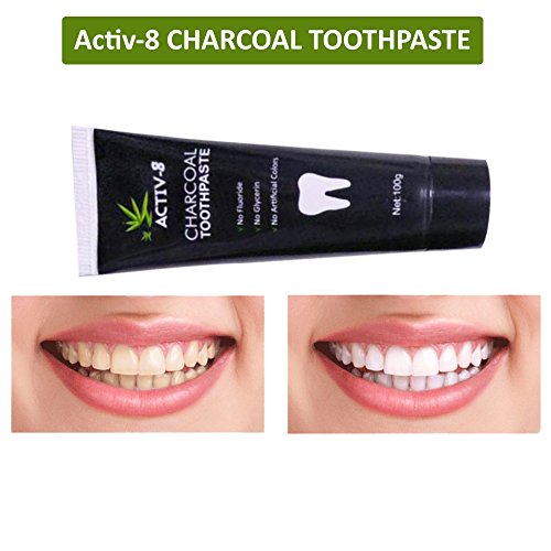 Premium Activated Charcoal Toothpaste (100g) and Bamboo Toothbrush Kit Teeth whitening, Eliminates bad breath, Prevents tooth decay, Removes smoke stains and coffee stains