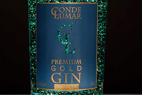 Premium Gold Gin - Liqueur 23k - Frutas Cítricas del Mediterráneo - Gin Tonic Para Regalar - 15 Botánicos 5 Destilaciones - Set con Caja Estuche de Regalo y Certificado del Oro de 23K - 40%