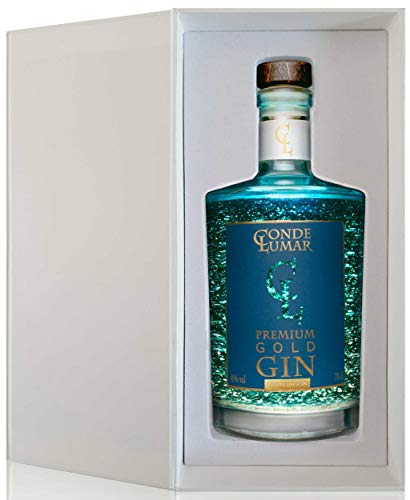 Premium Gold Gin - Liqueur 23k - Frutas Cítricas del Mediterráneo - Gin Tonic Para Regalar - 15 Botánicos 5 Destilaciones - Set con Caja Estuche de Regalo y Certificado del Oro de 23K - 40%
